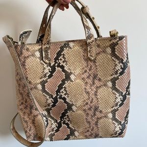 Zip-Top Transport Crossbody Snake Embossed Leather